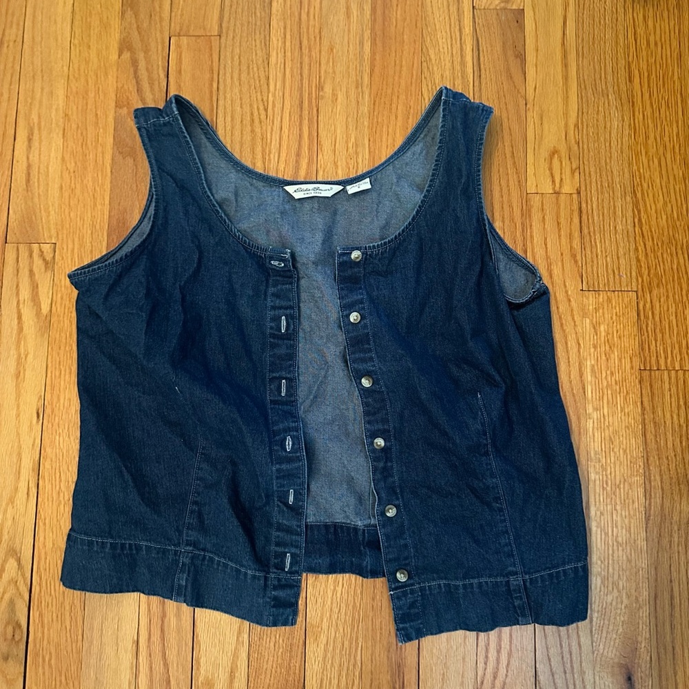 Dark Blue Denim Button-Up Vest